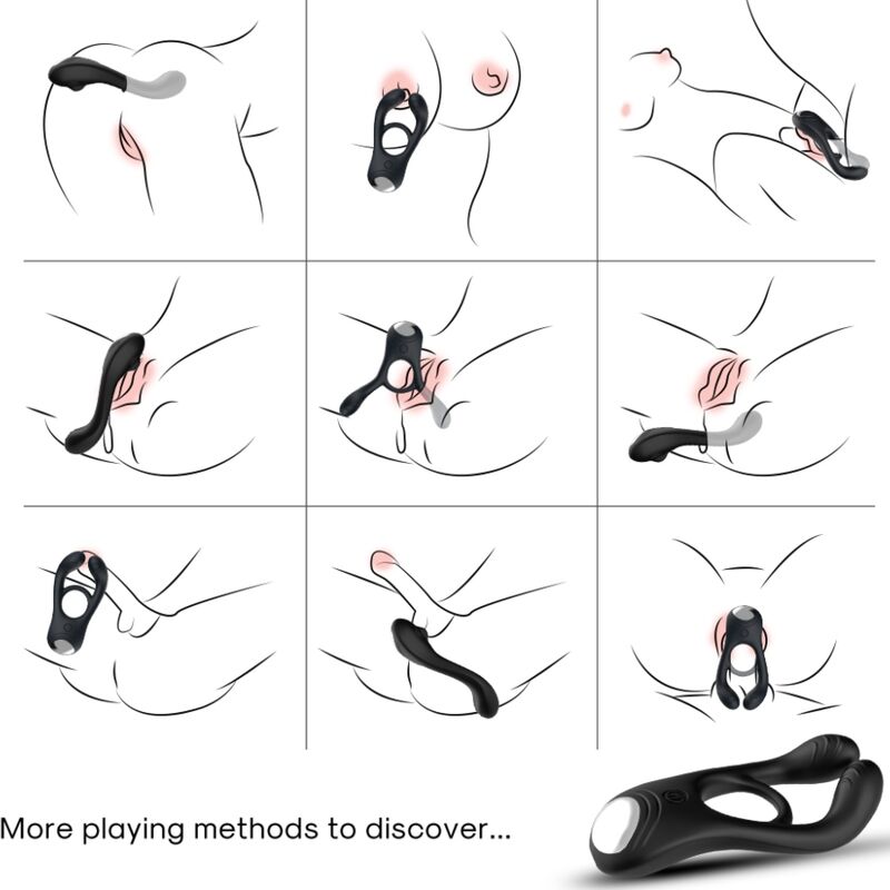 ARMONY - VEYRON ANILLO VIBRADOR DOBLE PINZA NEGRO - immagine 2