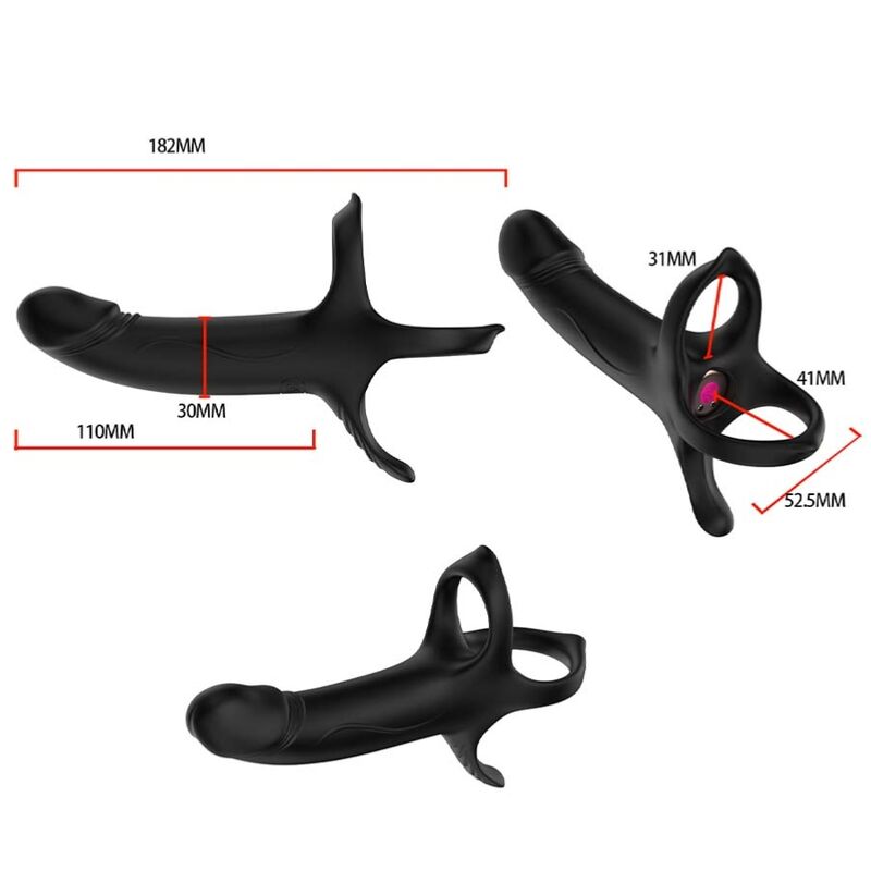ARMONY - DILDO CON ANILLO & VIBRADOR CONTROL REMOTO NEGRO - immagine 3