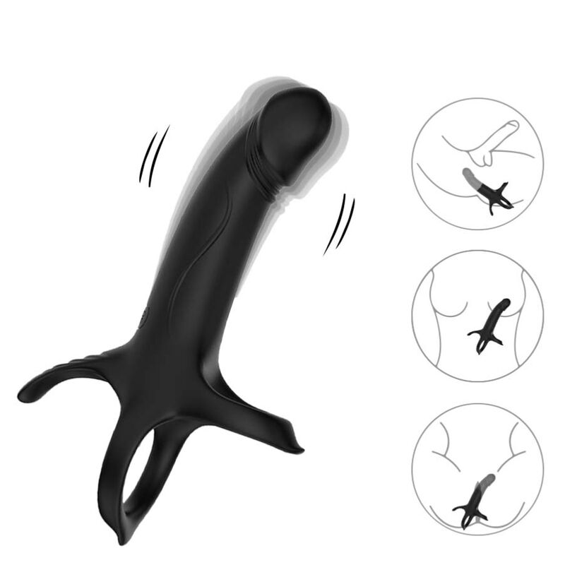 ARMONY - DILDO CON ANILLO & VIBRADOR CONTROL REMOTO NEGRO - immagine 2