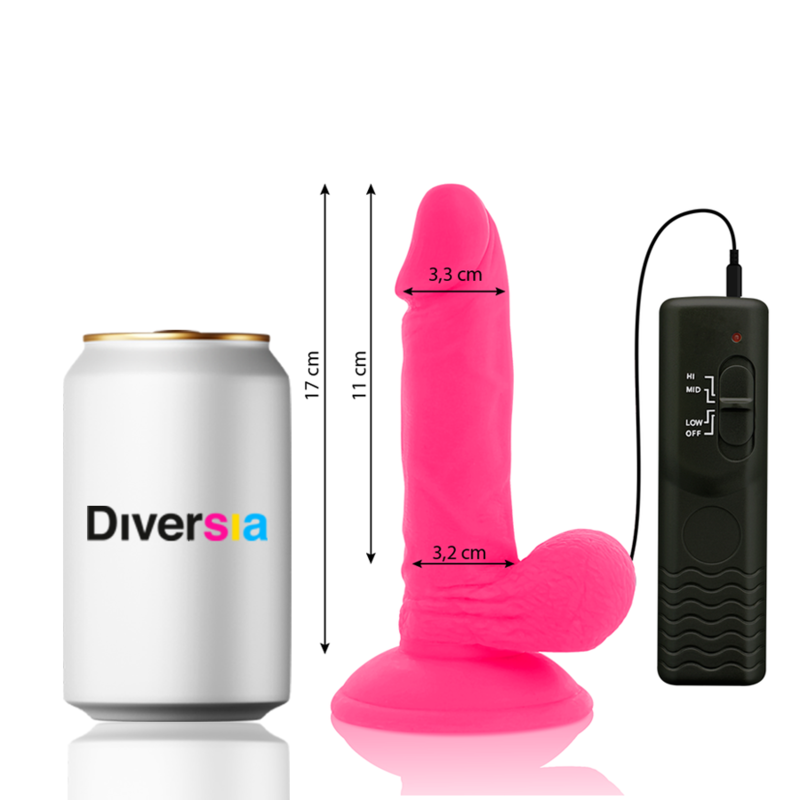 DIVERSIA - DILDO REALÍSTICO FLEXIBLE CON VIBRACIÓN ROSA 17 CM -O- 3.3 CM - immagine 7