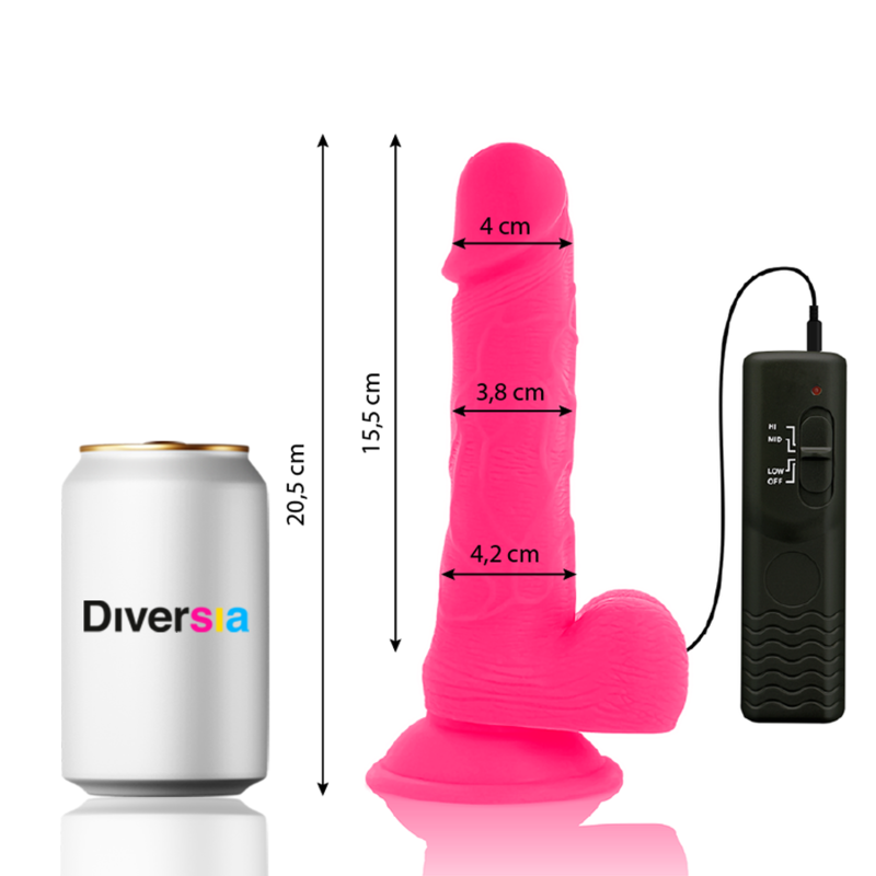 DIVERSIA - DILDO REALÍSTICO FLEXIBLE CON VIBRACIÓN ROSA 20.5 CM -O- 4.2 CM - immagine 3