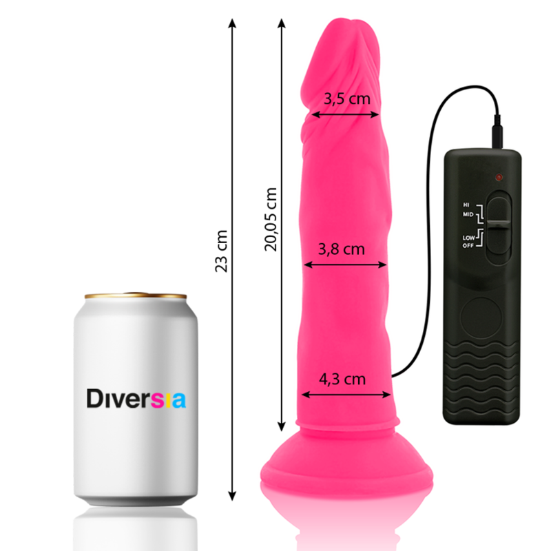 DIVERSIA - DILDO REALÍSTICO FLEXIBLE CON VIBRACIÓN ROSA 23 CM -O- 4.3 CM - immagine 2