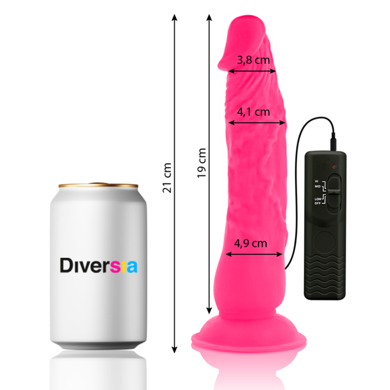 DIVERSIA - DILDO REALÍSTICO FLEXIBLE CON VIBRACIÓN ROSA 21 CM -O- 4.9 CM - immagine 2