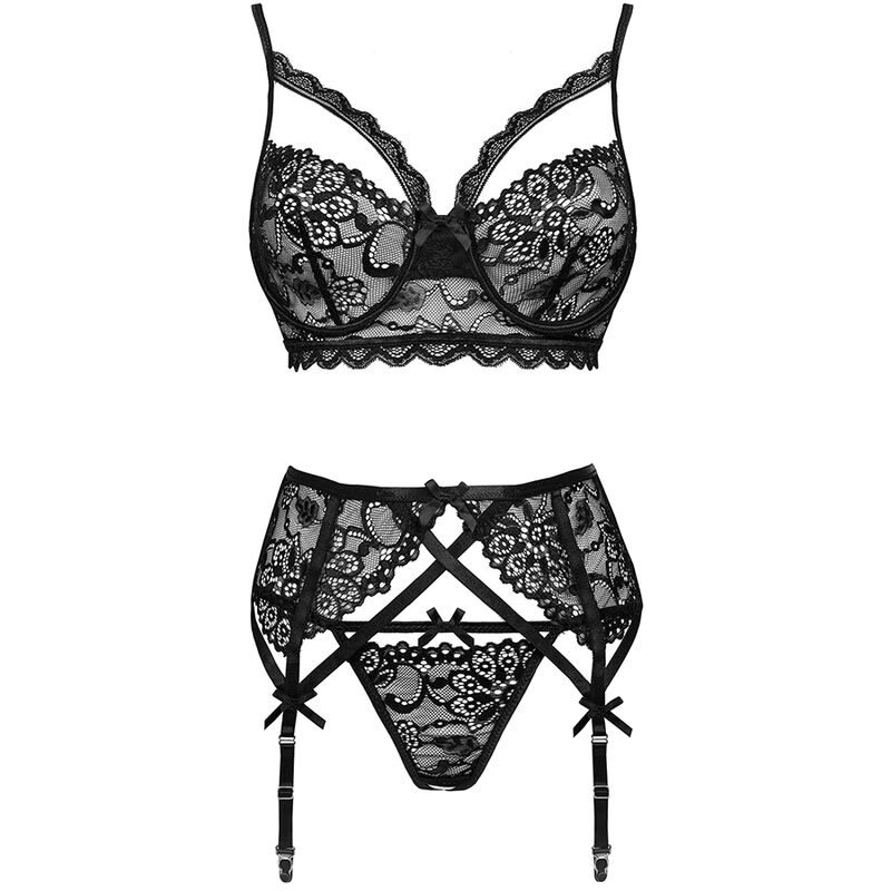 LIVCO CORSETTI FASHION - MORIDAM LC 90552 SUJETADOR + LIGUERO + PANTY NEGRO - immagine 2