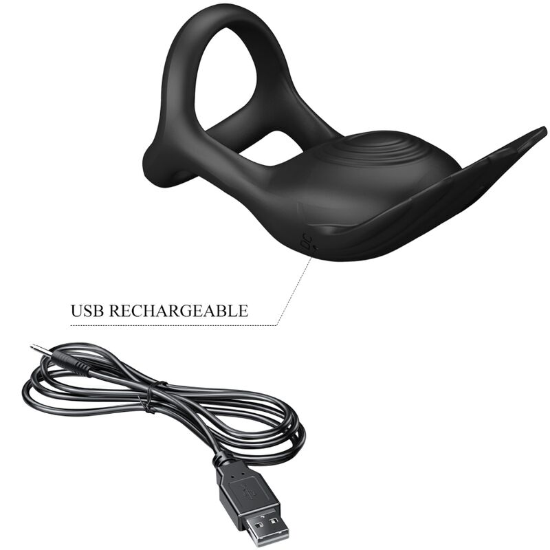PRETTY LOVE - SILAS ANELLO PER PENE VIBRANTE 7 VIBRAZIONI IN SILICONE NERO - immagine 6