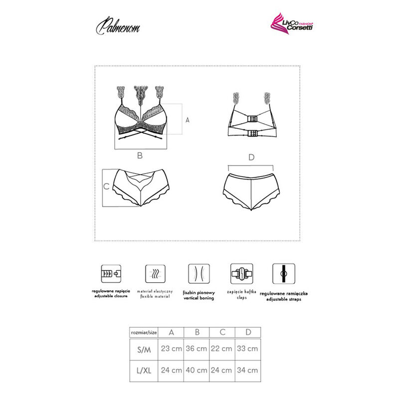 LIVCO CORSETTI FASHION - PALMENOM LC 90614 SUJETADOR + PANTY NEGRO - immagine 3