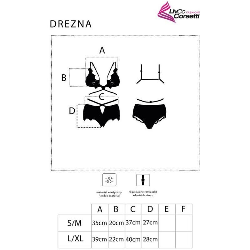 LIVCO CORSETTI FASHION - DREZNA LC 90733 SUJETADOR + PANTY NEGRO - immagine 4
