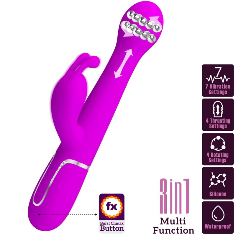 PRETTY LOVE - DEJON VIBRADOR RABBIT 3 EN 1 MULTIFUNCIÓN VIOLETA - immagine 3