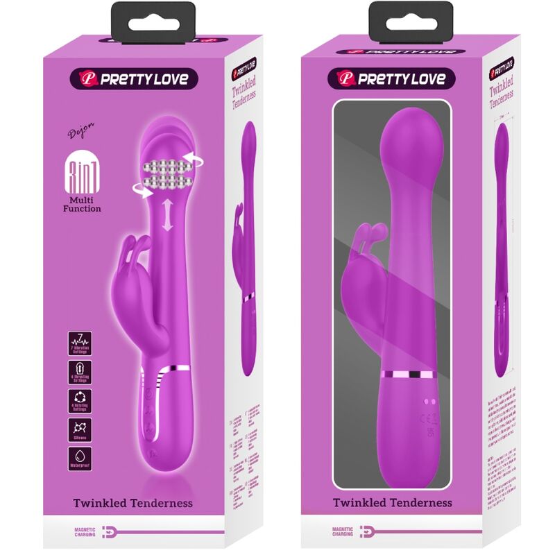 PRETTY LOVE - DEJON VIBRADOR RABBIT 3 EN 1 MULTIFUNCIÓN VIOLETA - immagine 2