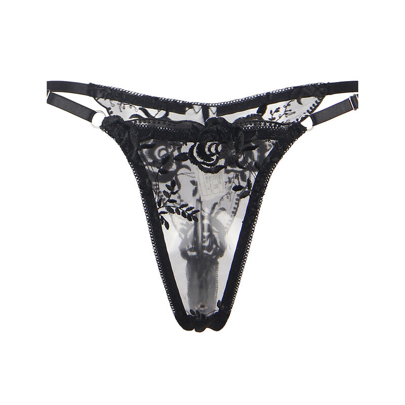 SUBBLIME - SET DE 3 PIEZAS SUJETADOR + TANGA + LIGA ESTAMPADO FLORAL NEGRO S/M - immagine 6
