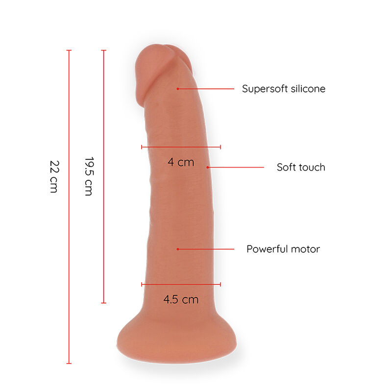 ONINDER - LARGE BOGOTÁ DILDO VIBRADOR 9 VELOCIDADES NATURAL 22 CM -O- 4.5 CM - APP GRATUITA - immagine 5