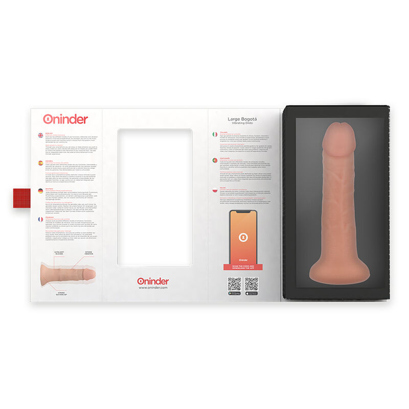 ONINDER - LARGE BOGOTÁ DILDO VIBRADOR 9 VELOCIDADES NATURAL 22 CM -O- 4.5 CM - APP GRATUITA - immagine 3