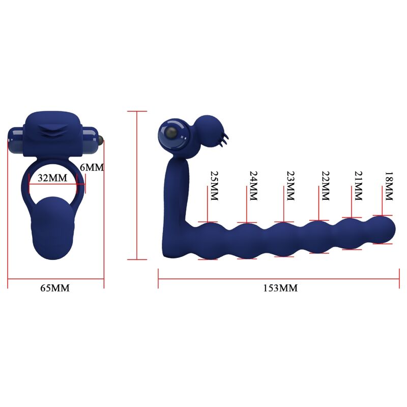 PRETTY LOVE - AJMAL ANILLO VIBRADOR CON PLUG AZUL - immagine 7