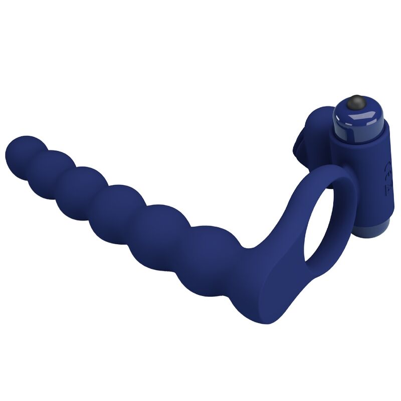 PRETTY LOVE - AJMAL ANILLO VIBRADOR CON PLUG AZUL - immagine 6