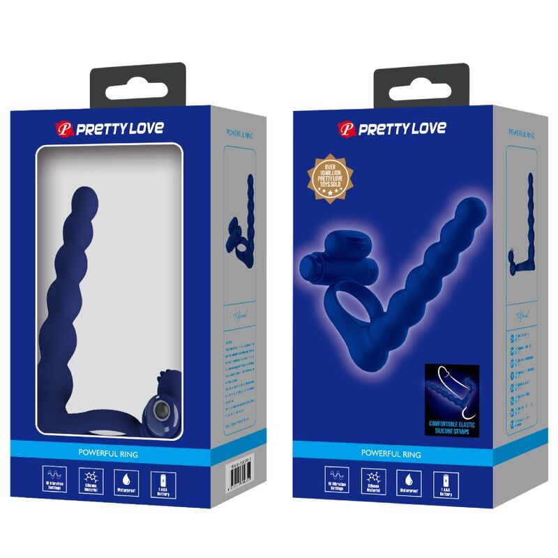 PRETTY LOVE - AJMAL ANILLO VIBRADOR CON PLUG AZUL - immagine 5