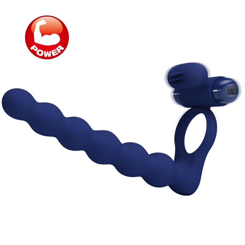 PRETTY LOVE - AJMAL ANILLO VIBRADOR CON PLUG AZUL - immagine 4
