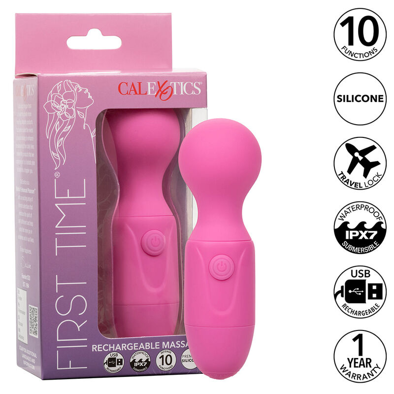 CALEXOTICS - FIRST TIME MASAJEADOR RECARGABLE 10 VIBRACIONES ROSA - immagine 2