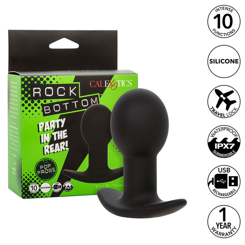 CALEXOTICS - ROCK BOTTOM PLUG ANAL 10 VIBRACIONES SILICONA NEGRO - immagine 2