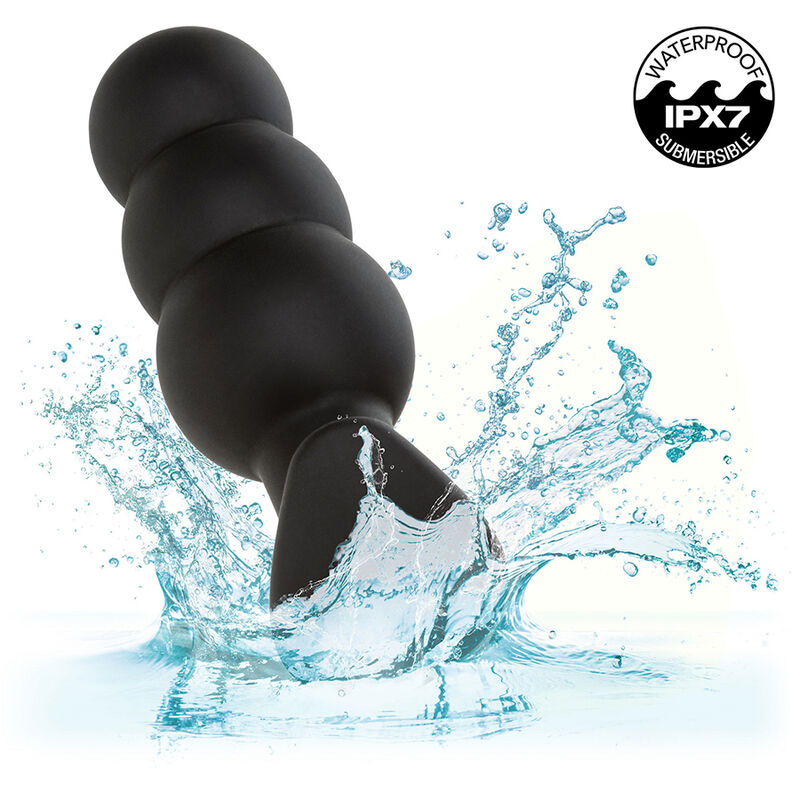 CALEXOTICS - ROCK BOTTOM PLUG ANAL CON CUENTAS 10 VIBRACIONES SILICONA NEGRO - immagine 5