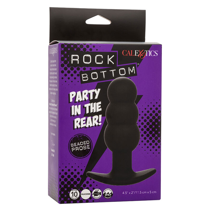 CALEXOTICS - ROCK BOTTOM PLUG ANAL CON CUENTAS 10 VIBRACIONES SILICONA NEGRO - immagine 3