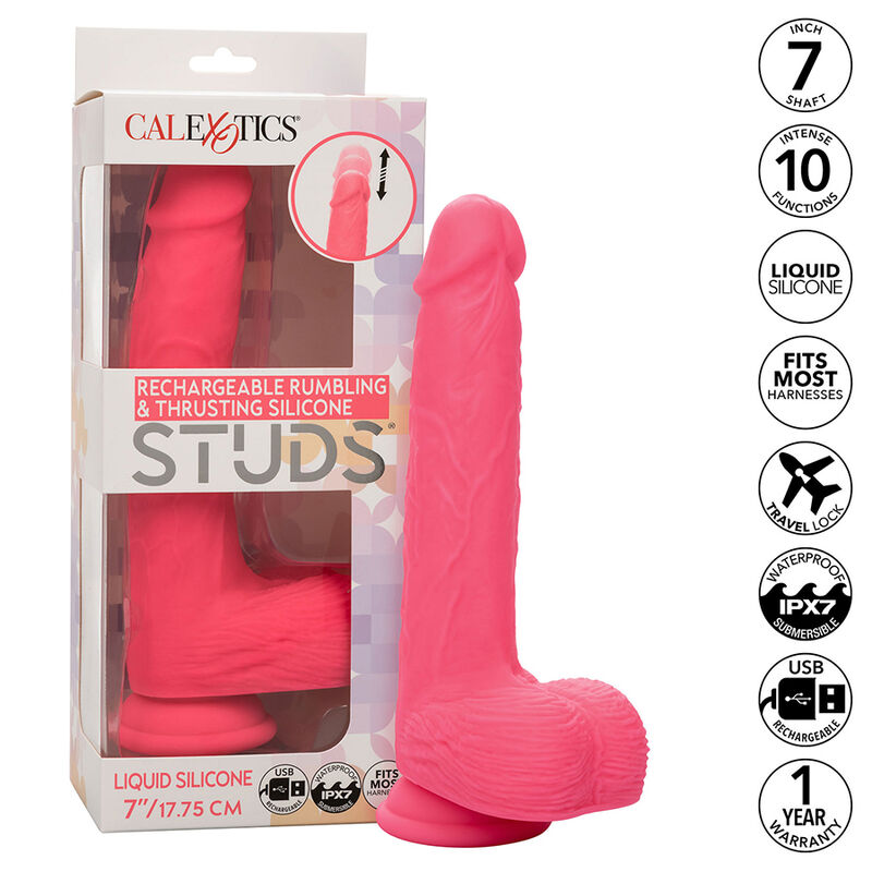 CALEXOTICS - STUDS VIBRADOR REALÍSTICO 10 VIBRACIONES Y ROSA - immagine 7