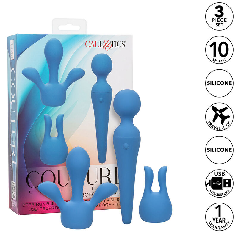 CALEXOTICS - COUTURE KIT VIBRADOR WAND 10 VIBRACIONES AZUL - immagine 10