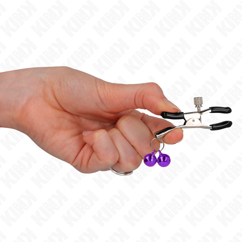KINK - PINZAS PARA PEZONES CON DOBLE CAMPANILLA VIOLETA 6 CM - immagine 2