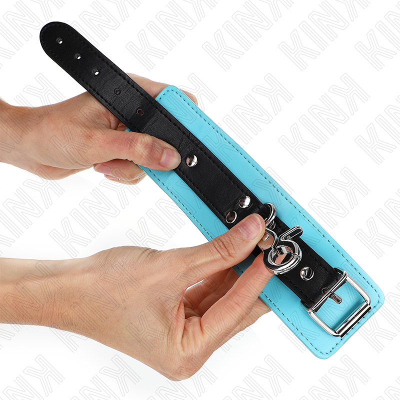 KINK - MUÑEQUERAS CON CIERRE PREMIUM NEGRO / AZUL AJUSTABLE 21-28 CM X 5.5 CM - immagine 2