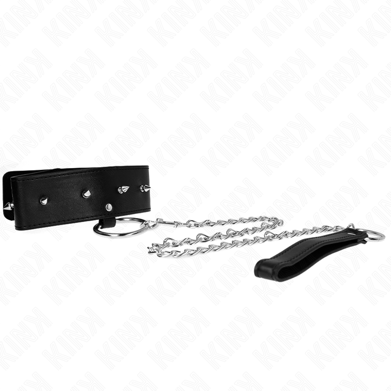 KINK - COLLAR CON CORREA 65 CM CON TACHUELAS PLATEADAS MODELO 2 AJUSTABLE 36-43 CM X 5 CM - immagine 5