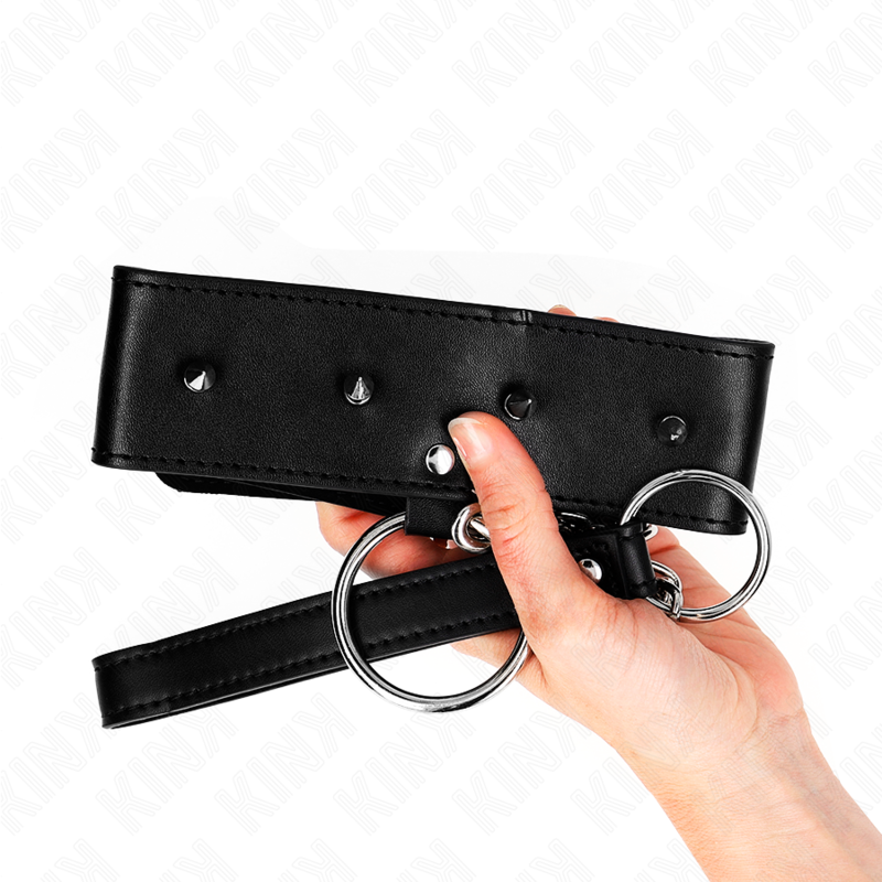 KINK - COLLAR CON CORREA 65 CM CON TACHUELAS PLATEADAS MODELO 2 AJUSTABLE 36-43 CM X 5 CM - immagine 4