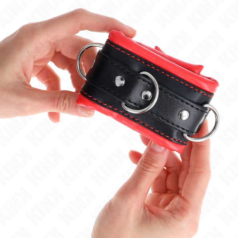 KINK - MUÑEQUERAS ESTILO HEAVY FORRO ROJO AJUSTABLE 20-30 CM X 6 CM - immagine 3