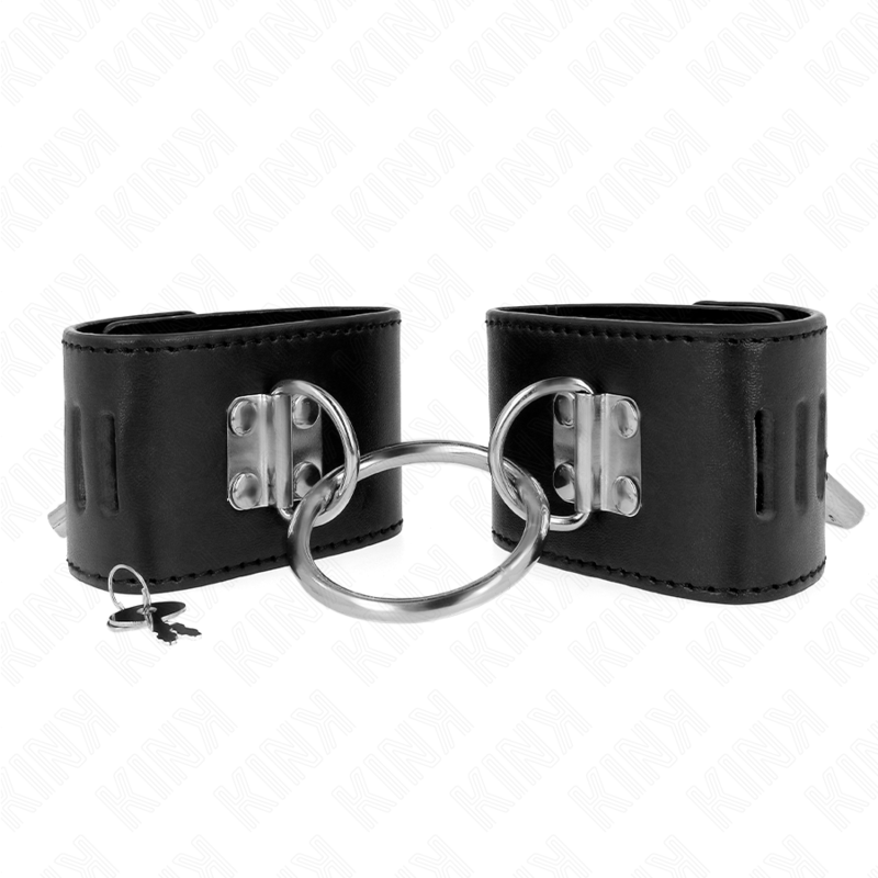 KINK - MUÑEQUERAS FIJAS CON ANILLA Y CIERRE CANDADO NEGRO AJUSTABLE 16-23 CM X 5.5 CM - immagine 2