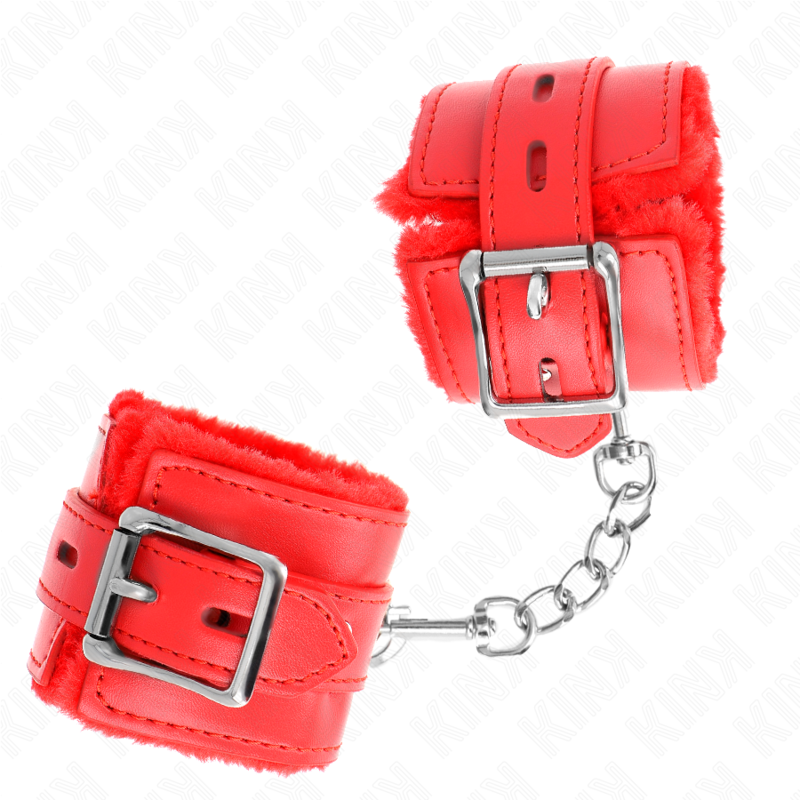 KINK - MUÑEQUERAS FORRADAS CON AGUJEROS CUADRADOS ROJO Y CORREA ROJO AJUSTABLE 17-29 CM X 6 CM - immagine 2