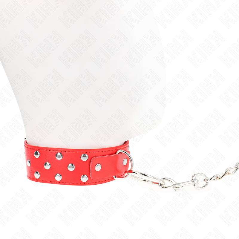 KINK - COLLAR CON CORREA 65 CM REMACHE ANILLA ROJO AJUSTABLE 36-50 CM X 3.8 CM - immagine 2