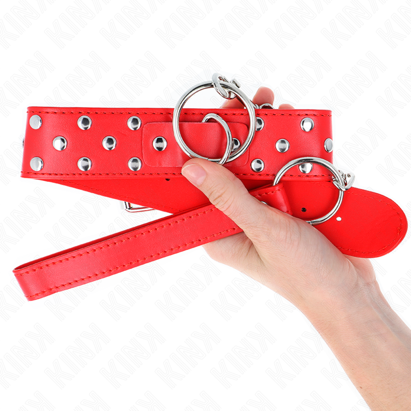KINK - COLLAR CON CORREA 65 CM REMACHE ANILLA ROJO AJUSTABLE 36-50 CM X 3.8 CM - immagine 4