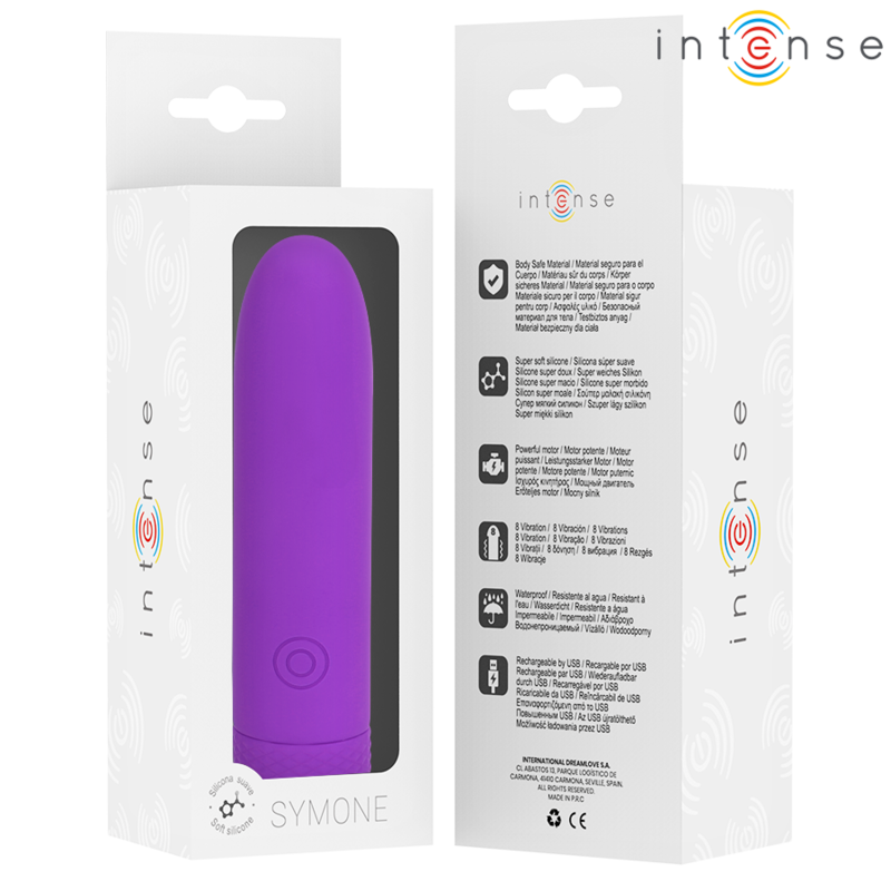 INTENSE - SYMONE BALA VIBRADORA RECARGABLE POR USB 8 VIBRACIONES MORADO 10 X 2.2 CM - immagine 2