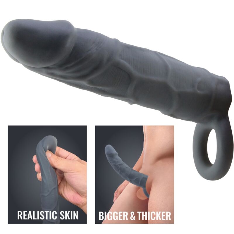 PRETTY LOVE - FUNDA DE PENE DE PIEL REALÍSTICA GRIS OSCURO - immagine 4