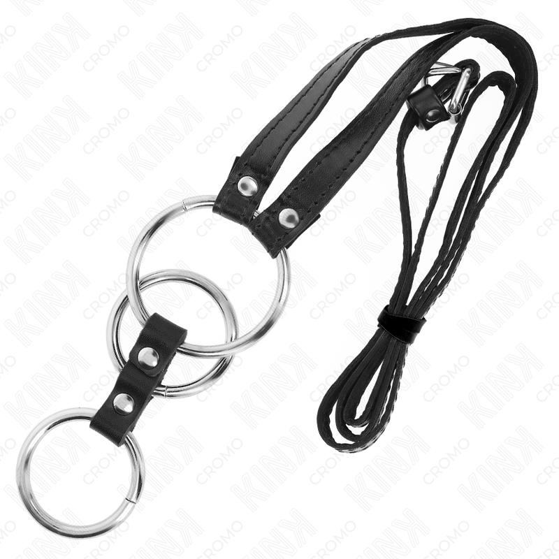 KINK - ANILLO PENE METAL TRIPLE 3.8 CM A 5 CM CON CINTURÓN POLIPIEL 112 CM - immagine 5