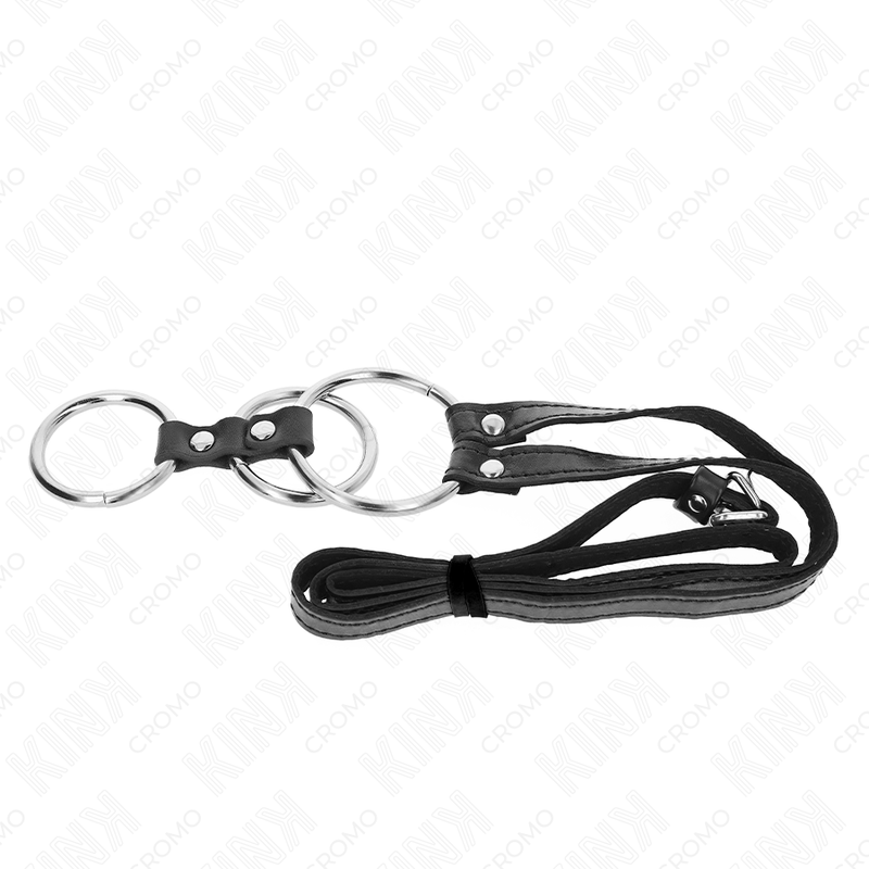 KINK - ANILLO PENE METAL TRIPLE 3.8 CM A 5 CM CON CINTURÓN POLIPIEL 112 CM - immagine 2