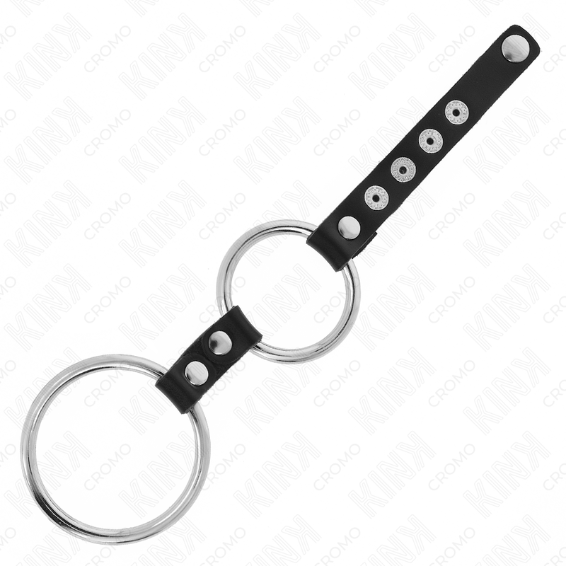 KINK - ANILLO PENE METAL DOBLE 3.8 CM A 5 CM CONECTADOS CON CUERO - immagine 3