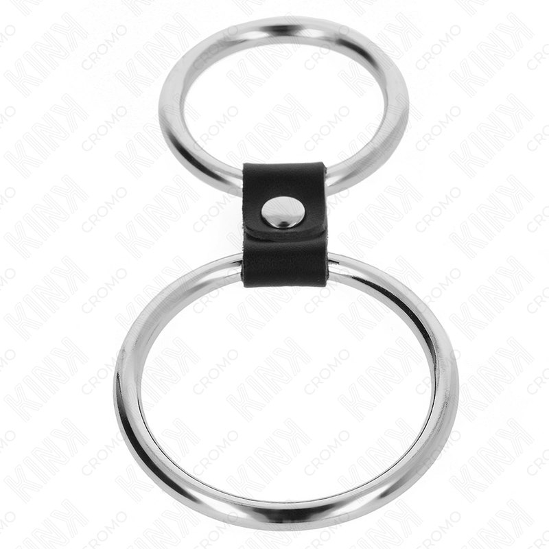 KINK - ANILLO PENE DOBLE METAL 3.7 CM A 5 CM CONECTADOS POR CORREA POLIPIEL MODELO 1 - immagine 2