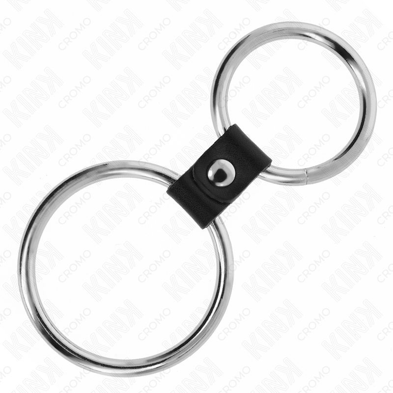 KINK - ANILLO PENE DOBLE METAL 3.7 CM A 5 CM CONECTADOS POR CORREA POLIPIEL MODELO 1 - immagine 4