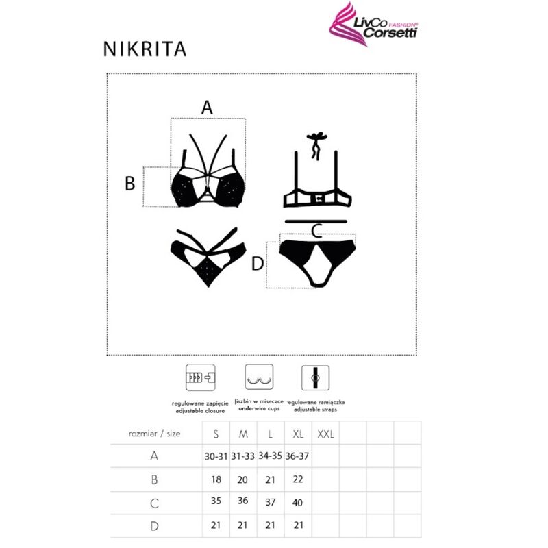 LIVCO CORSETTI FASHION - NIKRITA LC 90674 SUJETADOR + PANTIES NEGRO S - immagine 4