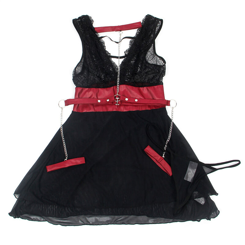 SUBBLIME - 954437 VESTIDO BONDAGE DE ENCAJE NEGRO L/XL - immagine 4