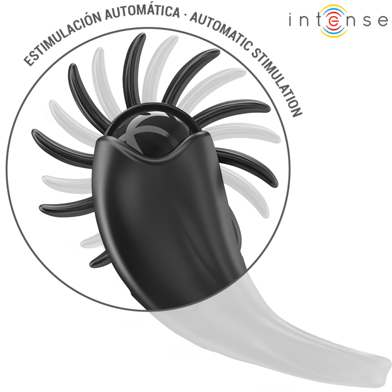 INTENSE - MABEL ANILLO VIBRADOR 10 VIBRACIONES CON ESTIMULADOR DE CLÍTORIS NEGRO - immagine 2
