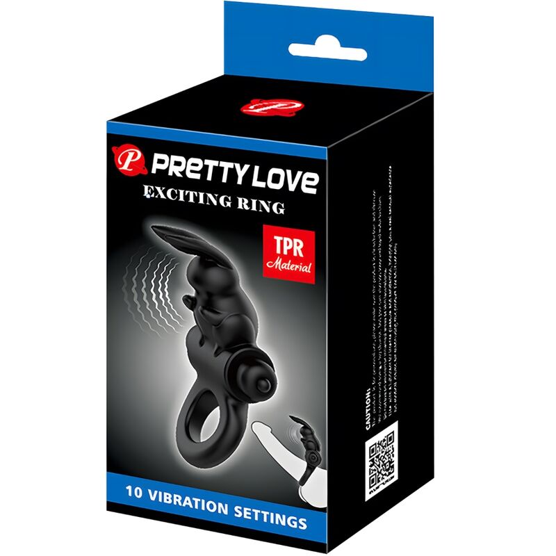 PRETTY LOVE - EXCITING RING ANILLO VIBRADOR RABBIT 10 VIBRACIONES NEGRO - immagine 4