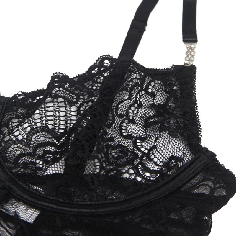 SUBBLIME - 954185 BABYDOLL DE ENCAJE CON TIRANTES AJUSTABLES NEGRO S/M - immagine 3