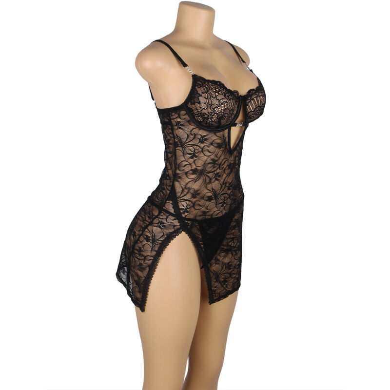 SUBBLIME - 954185 BABYDOLL DE ENCAJE CON TIRANTES AJUSTABLES NEGRO S/M - immagine 5