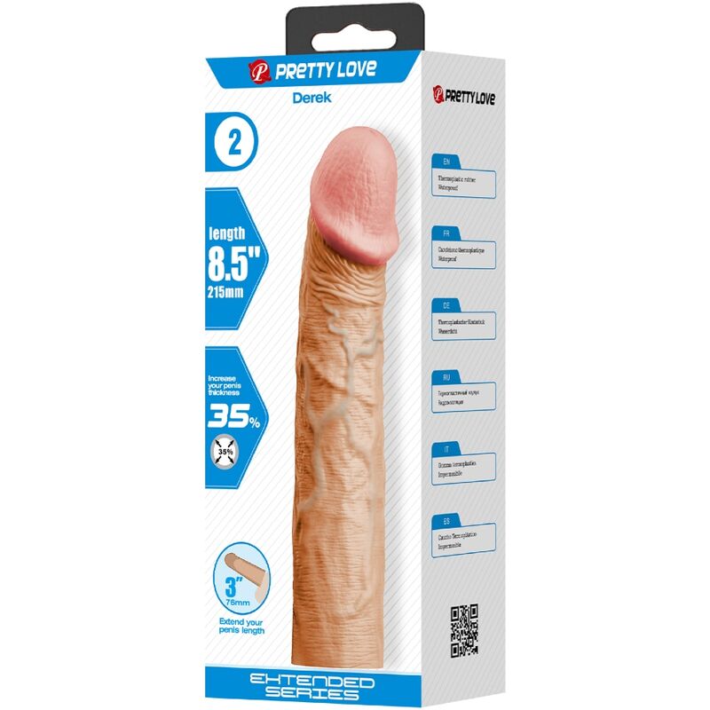 PRETTY LOVE - DEREK FUNDA PENE CON EXTENSIÓN DE 7.6 CM NATURAL - immagine 2