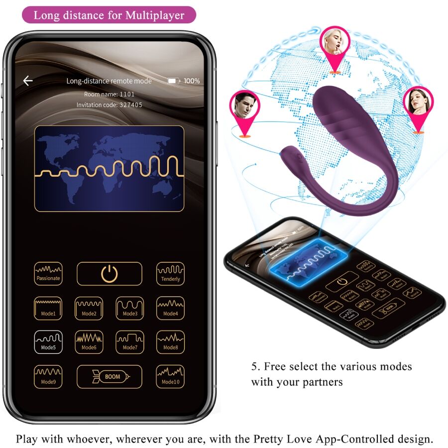 PRETTY LOVE - LEVIATHAN VIBRADOR CONTROLADO POR APP MORADO - immagine 8